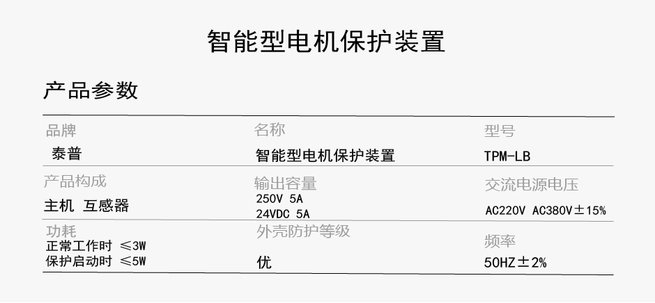 TPM-LB电动机综合保护器参数