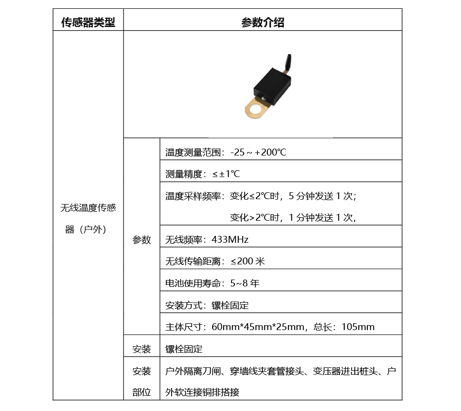 户外无线测温传感器